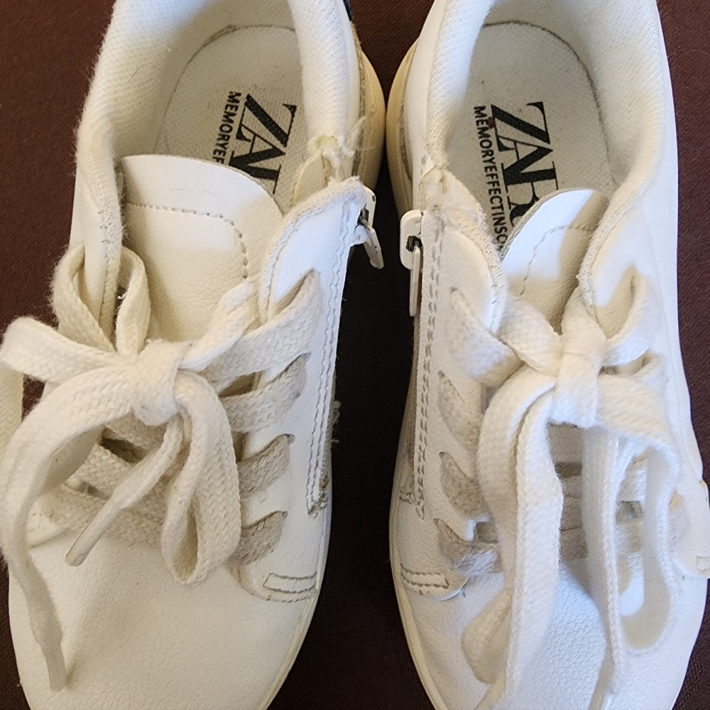 Zara Kids Cream Lace-Up Sneakers